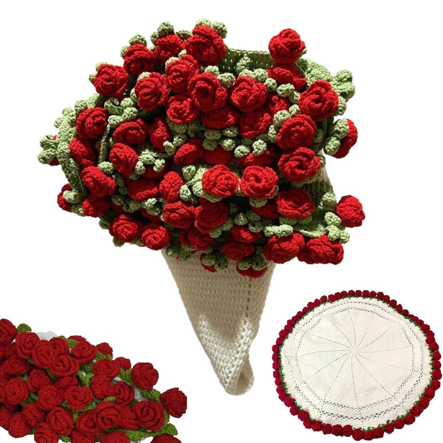 Handmade Crochet Rose Bouquet Blanket